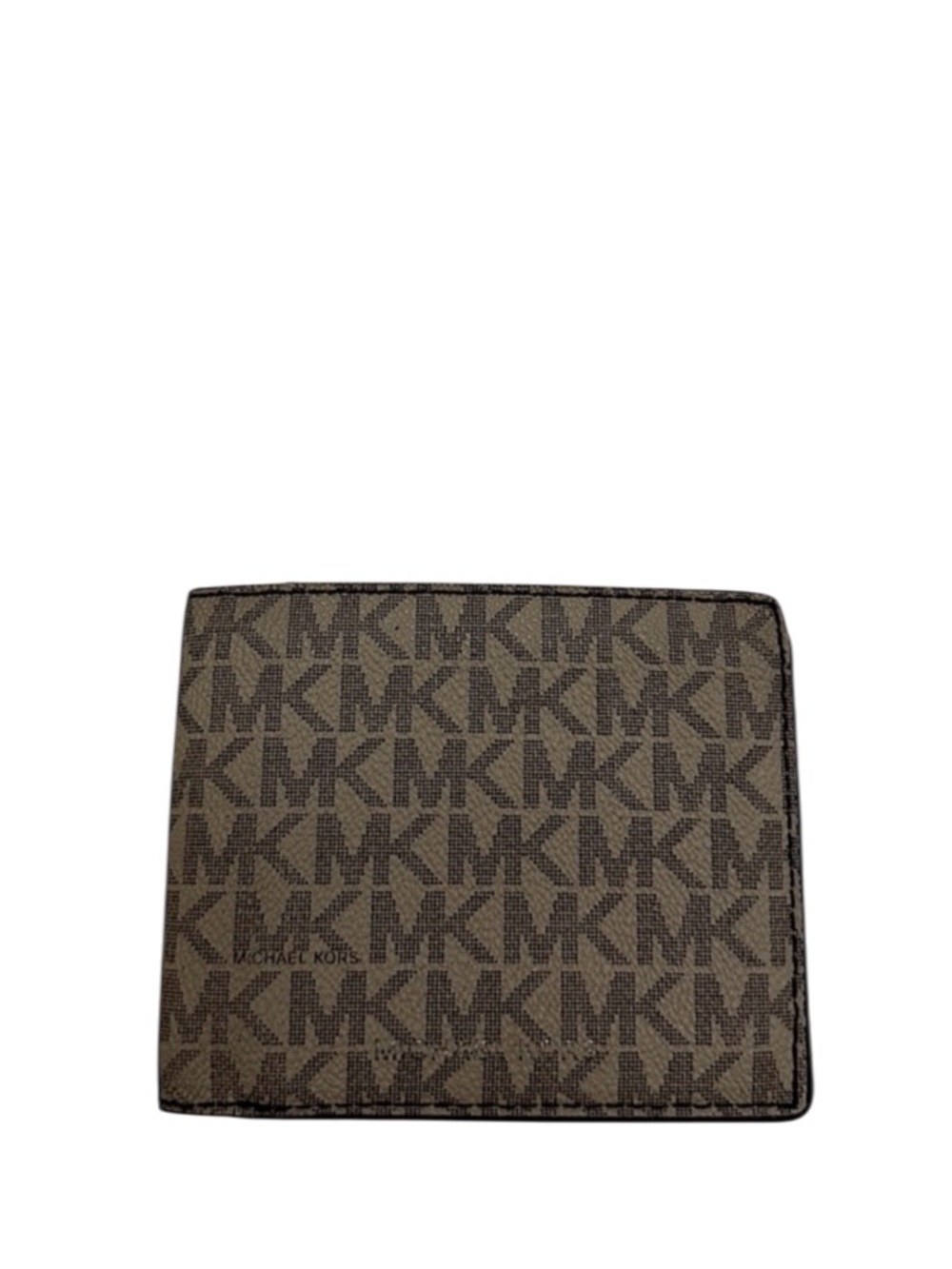 MICHAEL KORS - BLACK GREY TAN MONOGRAM SAFFIANO LEATHER BIFOLD WALLET